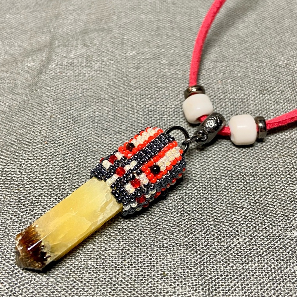 Septarian Beaded Point Pendant Necklace